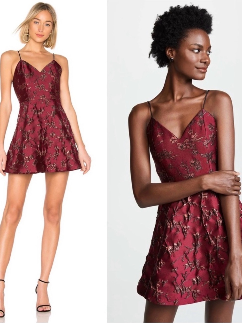 Alice + Olivia Burgundy Floral Jacquard Mini Dress